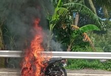 Newly Bought Motorcycle Catches Fire in Legazpi City