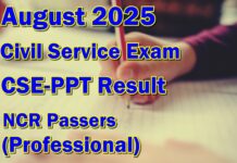 Civil Service Exam Result August 2025 – NCR Passers (Professional)