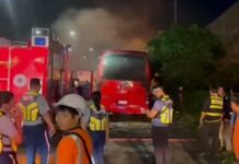 Tourist Bus Carrying Grade 1 Students Catches Fire on NLEX