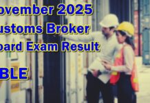 Customs Broker Board Exam Result November 2025 – CBLE