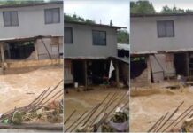 Eroding house begins sliding as floodwaters rage in Consolacion, Cebu