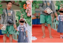 Barefoot Father Proudly Accompanies Daughter at Moving-Up Ceremony