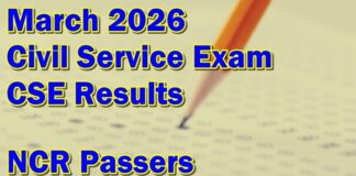 Civil Service Exam Result March 2026 – NCR Passers (SubProfessional)