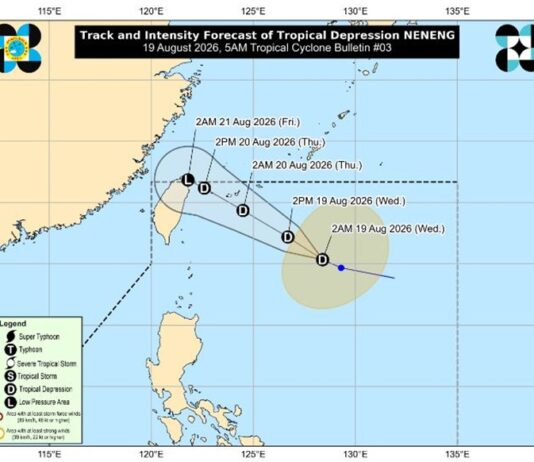 PAGASA: Tropical Depression Neneng Slightly Intensifies