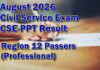 Civil Service Exam Result August 2026 – Region 12 Passers (Professional)