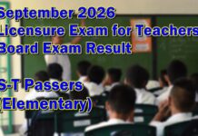 LET Exam Result September 2026 – S-T Passers (Elementary)